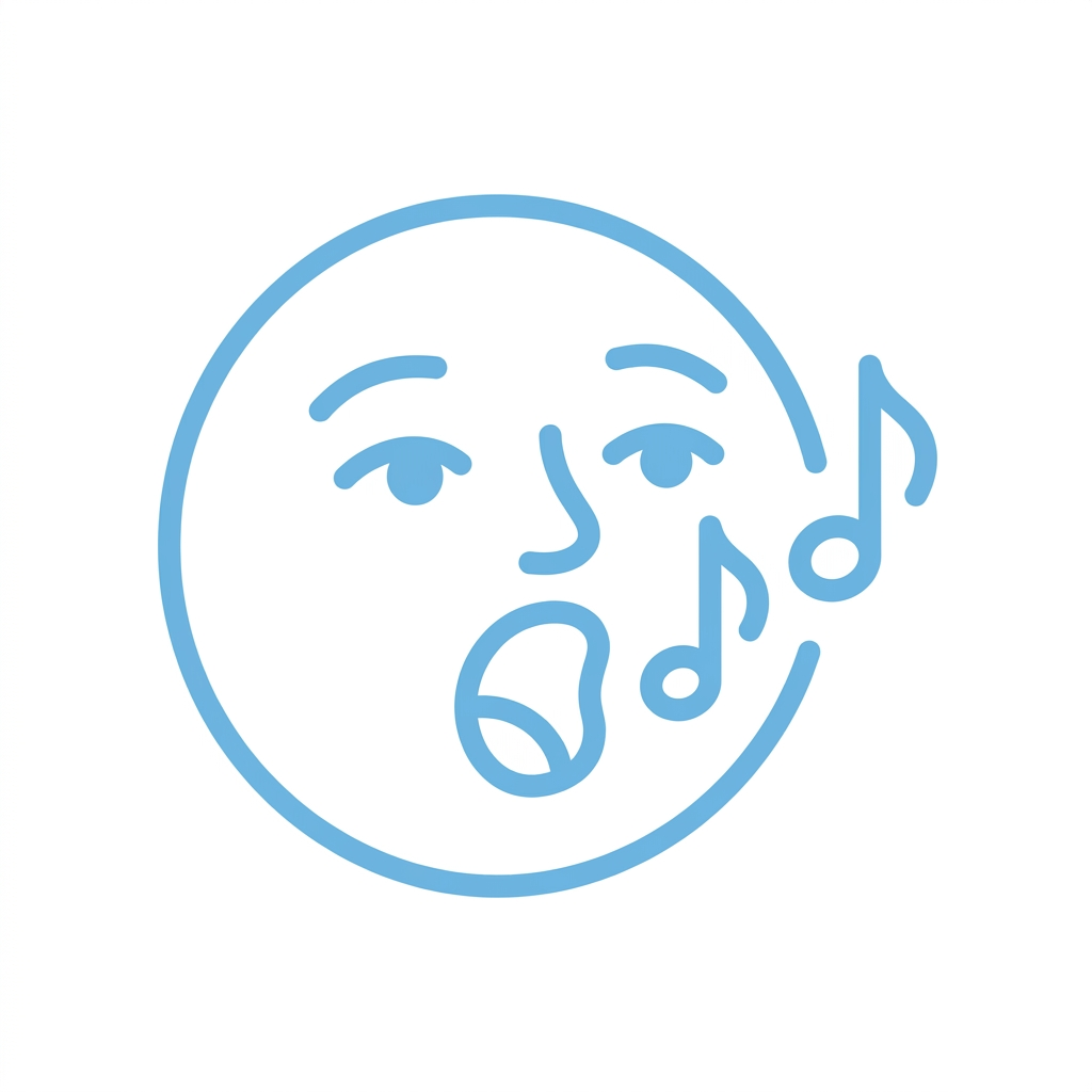 AI Design for Создай одну очень простую и понятную картинку-символ 🎶 Singing для детей и взрослых с аутизмом. Используй только крупную эмоджи как основу изображения. символ должен передавать одно действие, предмет или эмоцию без лишних деталей и фона.
Требования:
Стиль должен быть похож на стиль приложенной картинки, но другим цветом.
Минималистичный стиль.
Используй легкие цвета.
Один символ на картинку.
Высокий контраст.
Без текста и подписей.
Чёткие контуры и простые формы.
Дружелюбный, спокойный визуальный стиль.
Размер и композиция одинаковы для всех символов.
