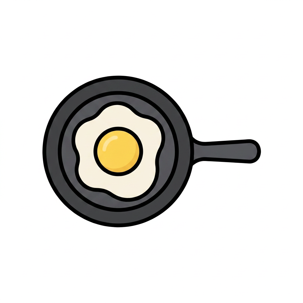 AI Design for Создай одну простую и понятную картинку-символ 🍳 Breakfast для детей и взрослых с аутизмом на основе прикрепленного примера и абсолютно точно на основе этой эмоджи - 🍳 ( без лишних добавлений вокруг) . Символ должен передавать одно действие, предмет или эмоцию без лишних деталей и фона.
Требования:
Используй легкие цвета.
Один символ на картинку.
Высокий контраст.
Без текста и подписей.
Чёткие контуры и простые формы.
Дружелюбный, спокойный визуальный стиль.
Размер и композиция одинаковы для всех символов.