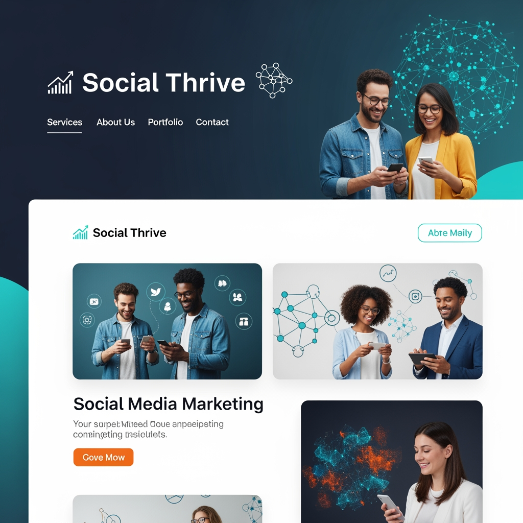 AI Design for i have a social media agency . so, now i have to build a site in that i need alogo of branding my agency name on top left