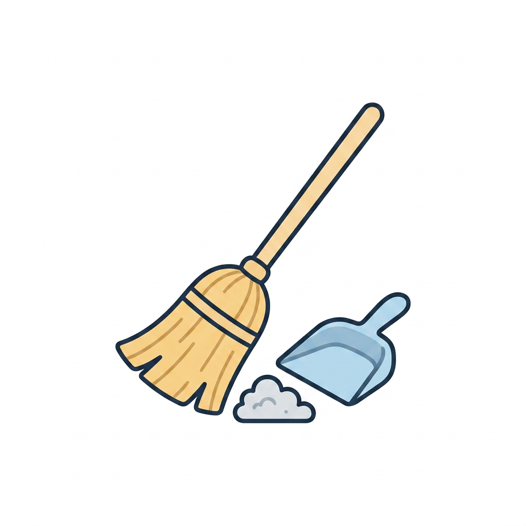 AI Design for Создай простую и понятную картинку-символ 🧹 Cleaning для детей и взрослых с аутизмом. Символ должен передавать одно действие, предмет или эмоцию без лишних деталей и фона. Белый фон.
Требования:
Минималистичный стиль.
Используй легкие цвета.
Один символ на картинку.
Высокий контраст.
Без текста и подписей.
Чёткие контуры и простые формы.
Дружелюбный, спокойный визуальный стиль.
Размер и композиция одинаковы для всех символов.