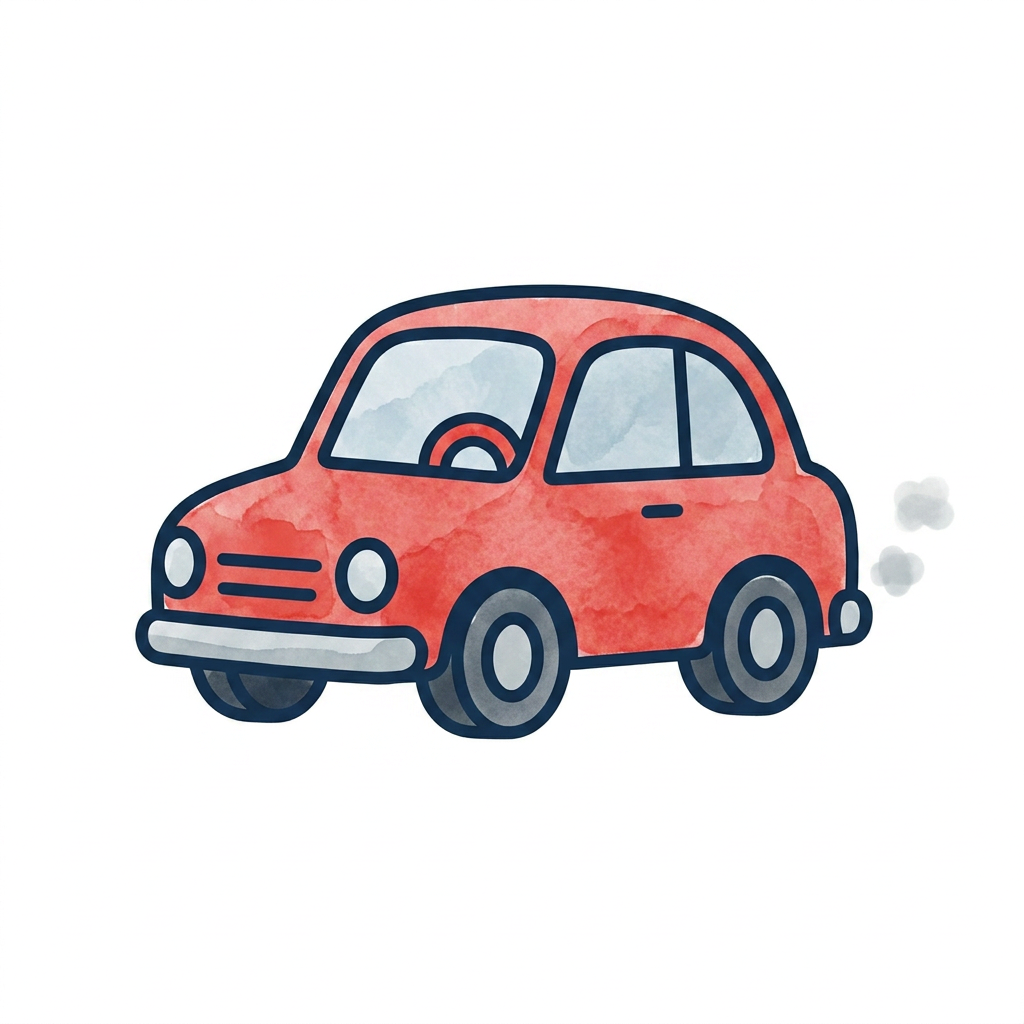 AI Design for Создай картинку красная машина в стиле прикрепленной картинки и эмоджи 🚗