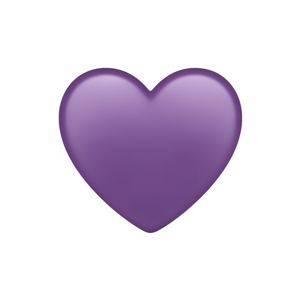 AI Design for Создай картинку фиолетовой сердечко в стиле эмоджи 💜 с более матовым цветом и с белым фоном