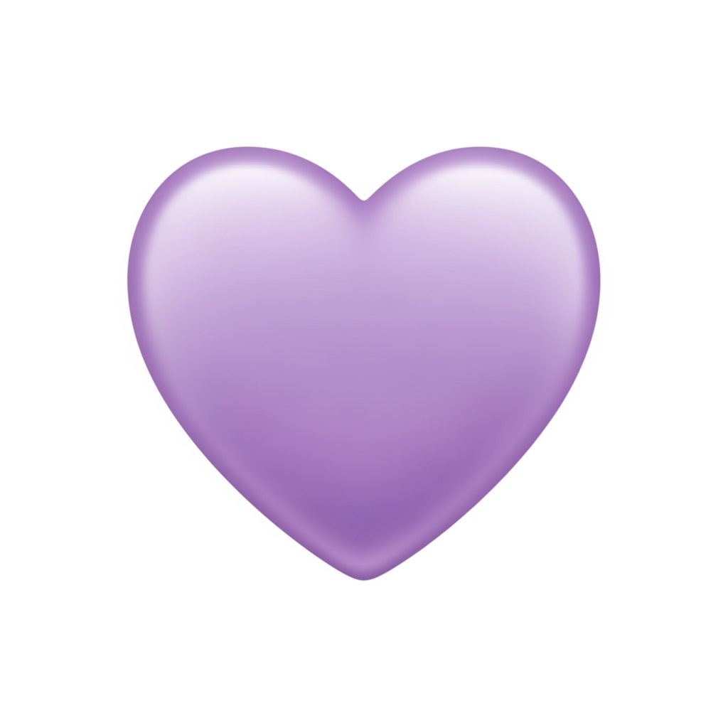 AI Design for Создай картинку фиолетовой сердечко в стиле эмоджи 💜 с матовым но светлым цветом и с белым фоном