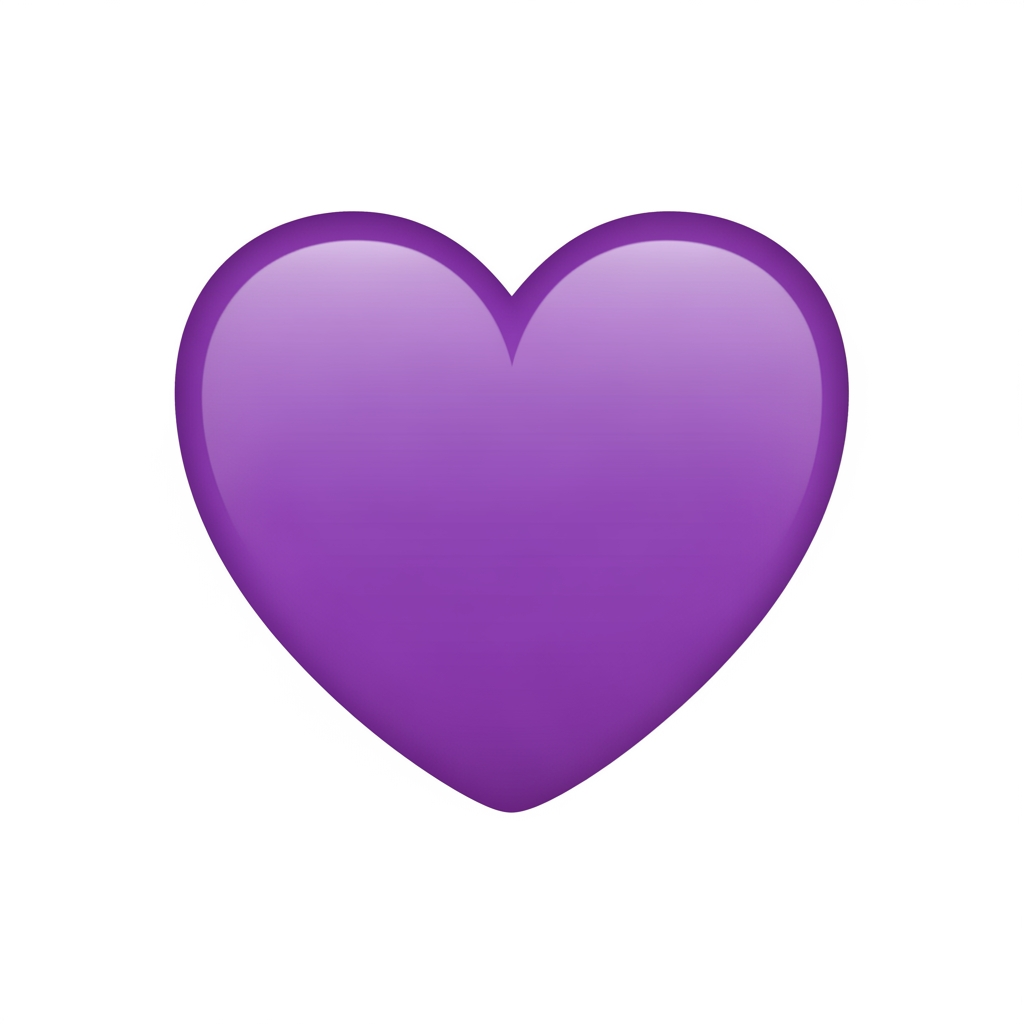 AI Design for Создай картинку фиолетовой сердечко в стиле прикрепленной  эмоджи 💜 с белым фоном