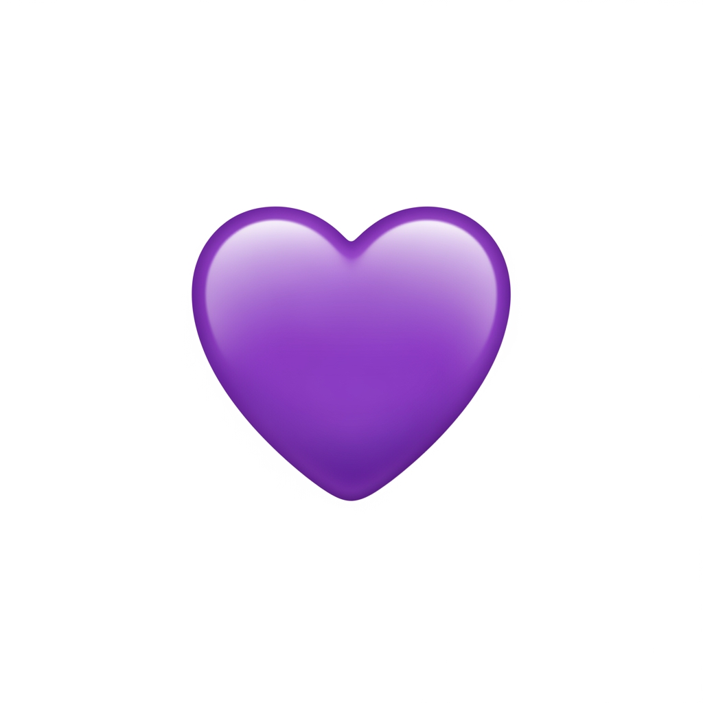 AI Design for Создай картинку фиолетовой сердечко в стиле прикрепленной  эмоджи 💜 с белым фоном
