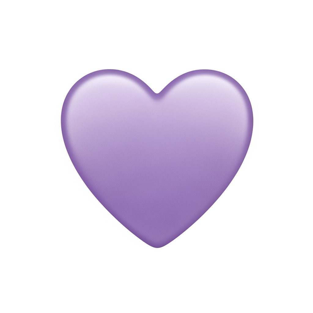 AI Design for Создай картинку фиолетовой сердечко в стиле эмоджи 💜 с более матовым но светлым цветом и с белым фоном