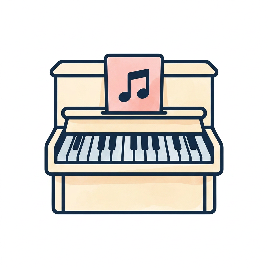 AI Design for Создай очень простую и понятную картинку-символ 🎹 Live Classics детей и взрослых с аутизмом. Без каких либо добавлений вокруг символа. Символ должен передавать одно действие, предмет или эмоцию без лишних деталей и фона. Сделай белый фон. Сделай этот символ - 🎹 Live Classics на основе примера.
Требования:
Минималистичный стиль.
Используй легкие цвета.
Один символ на картинку.
Высокий контраст.
Без текста и подписей.
Чёткие контуры и простые формы.
Дружелюбный, спокойный визуальный стиль.
Размер и композиция одинаковы для всех символов.
