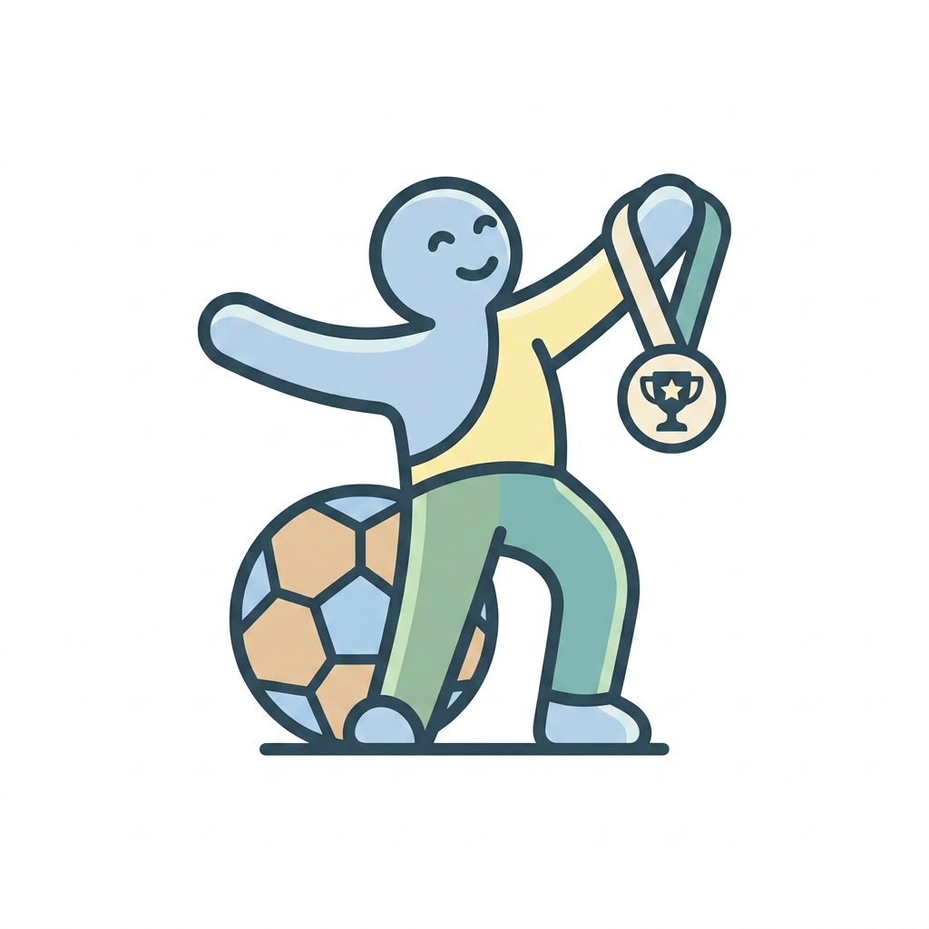 AI Design for Создай простую и понятную картинку-символ современный ⚽ Sports worship для детей и взрослых с аутизмом. Символ должен передавать одно действие, предмет или эмоцию без лишних деталей и фона. Белый фон.
Требования:
Минималистичный стиль.
Используй легкие цвета.
Один символ на картинку.
Высокий контраст.
Без текста и подписей.
Чёткие контуры и простые формы.
Дружелюбный, спокойный визуальный стиль.
Размер и композиция одинаковы для всех символов.