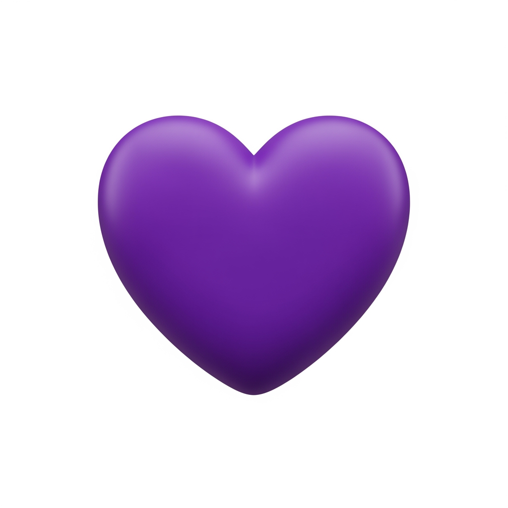 AI Design for Создай картинку фиолетовой сердечко в стиле прикрепленной  эмоджи 💜 с борлее матовым цветом и с белым фоном