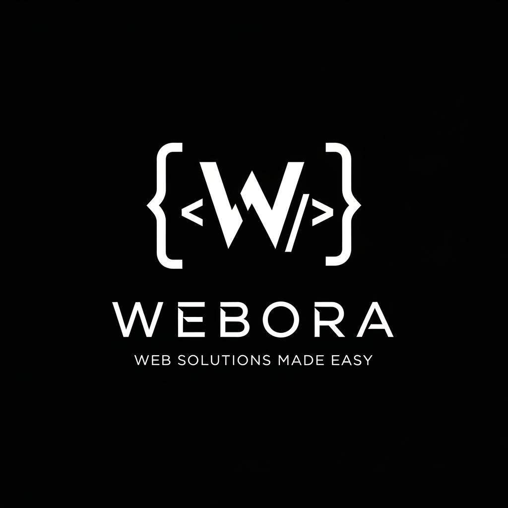 AI Design for Create a premium modern tech-agency logo for a web development company named "WEBORA".
Style: minimalist, futuristic, code-inspired, black and white only.
Background: pure black (#000000).
Main icon: a bold geometric white "W" monogram formed from sharp angular shapes. Surround the W with coding brackets and slash symbols to resemble HTML/code syntax, like < W />. The icon should be centered above the company name.
Company name: WEBORA in uppercase, futuristic geometric typography. High letter spacing, clean vector edges, luxury tech-startup aesthetic. Inspired by Vercel, Linear, Stripe, Framer, and modern SaaS branding.
Tagline below: "WEB SOLUTIONS MADE EASY" in small uppercase letters with wide tracking.
Design requirements:
* Flat vector style
* SVG-quality sharpness
* No gradients
* No shadows
* No glow
* No 3D effects
* White logo on black background
* Symmetrical composition
* Premium software company branding
* Professional favicon-friendly icon
* Clean spacing and alignment
* Ultra-high resolution
* Modern developer and coding aesthetic
Aspect ratio: 1:1
Logo centered
Brand identity presentation style