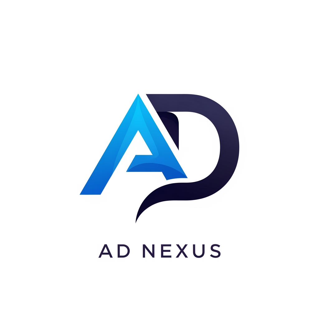AI Design for Design a world-class logo for "AD Nexus", a premium web development and software solutions brand. Create a futuristic AD monogram where the letter A seamlessly transforms into D. The logo should symbolize innovation, coding, digital connectivity, growth, and trust. Use a sleek geometric style with blue and dark navy colors. Minimalist, luxurious, tech-focused, scalable vector logo. Inspired by modern brands like Stripe, Linear, Vercel, and Notion. White background, clean presentation, professional branding quality.