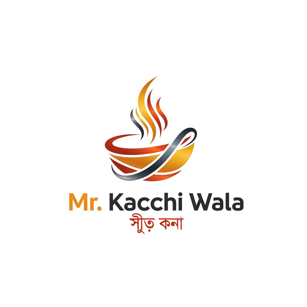 AI Design for Make me a logo called Mr. কাচ্চি ওয়ালা. Make the logo unique so that it looks very modern and stylish. However, the logo cannot have any human image. Kachchi Wa
