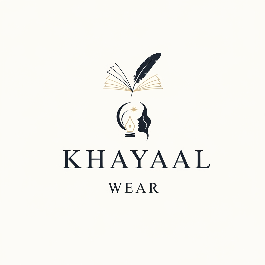 AI Design for Khayaal Wear is a premium apparel brand inspired by timeless poetry and thoughtful expression. Created for dreamers, artists, deep thinkers, and old souls, each piece transforms meaningful words into wearable art. We draw from the works of legendary poets and present them through minimal, aesthetic designs that carry emotion, depth, and character.

More than clothing, Khayaal Wear is a way of expressing what cannot always be spoken. For those who find beauty in words, silence, and reflection.

make a logo