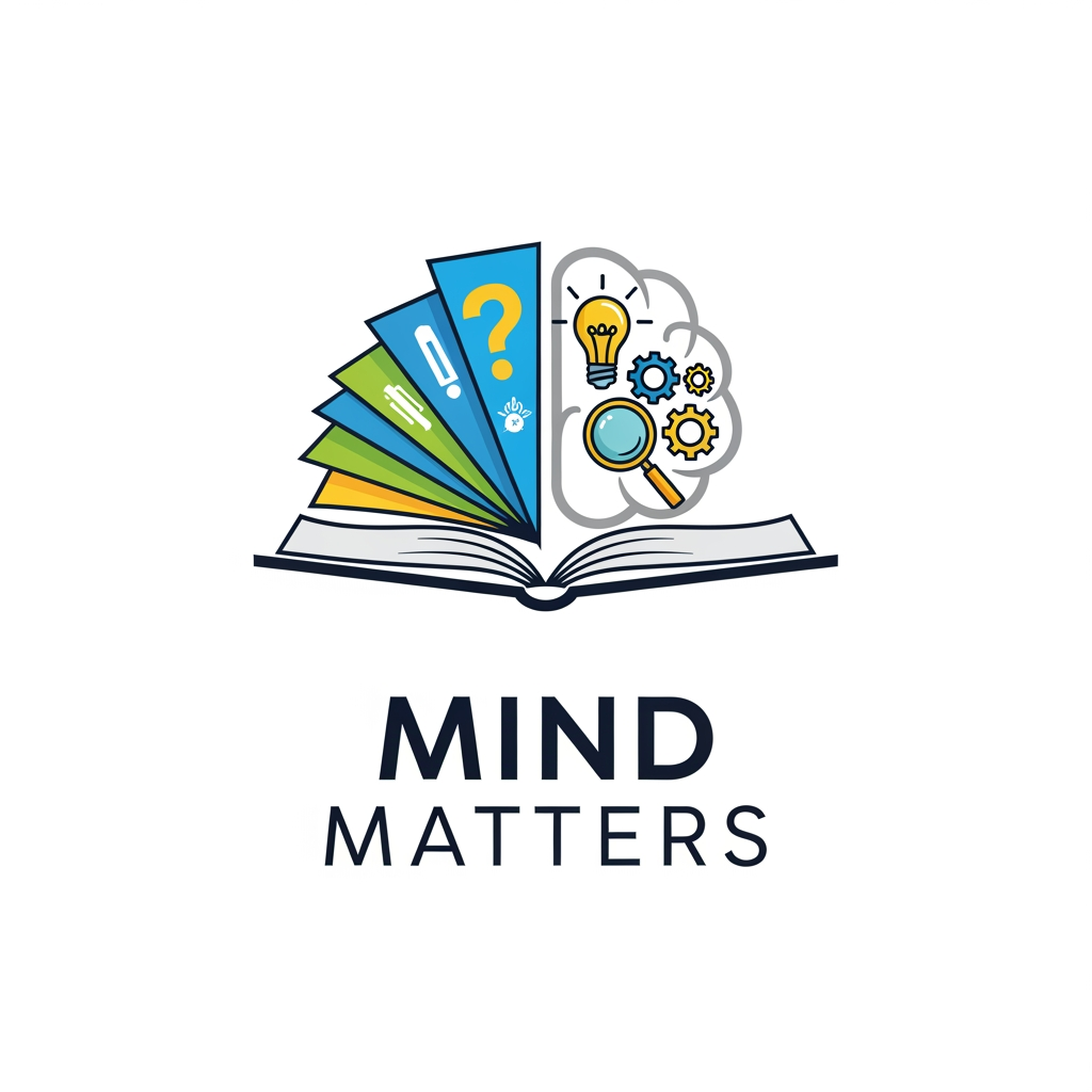 AI Design for i am writing booksof critical thinking  for class 5 to class 8 for schools and my book company name is mind matters so make a logo for it
