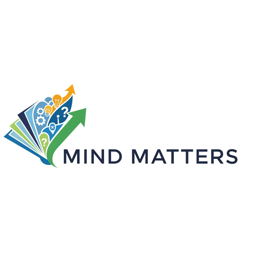 AI Design for i am writing booksof critical thinking  for class 5 to class 8 for schools and my book company name is mind matters so make a logo for it