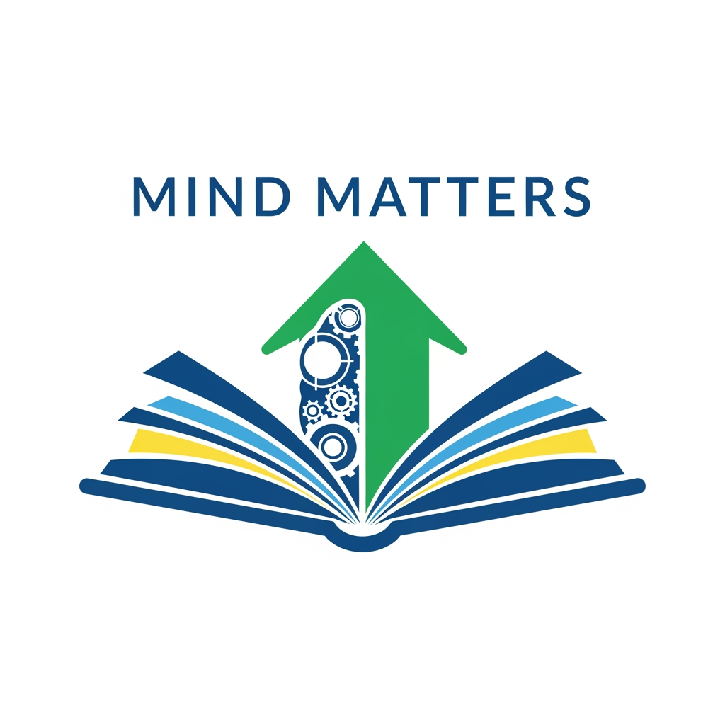 AI Design for i am writing booksof critical thinking  for class 5 to class 8 for schools and my book company name is mind matters so make a logo for it