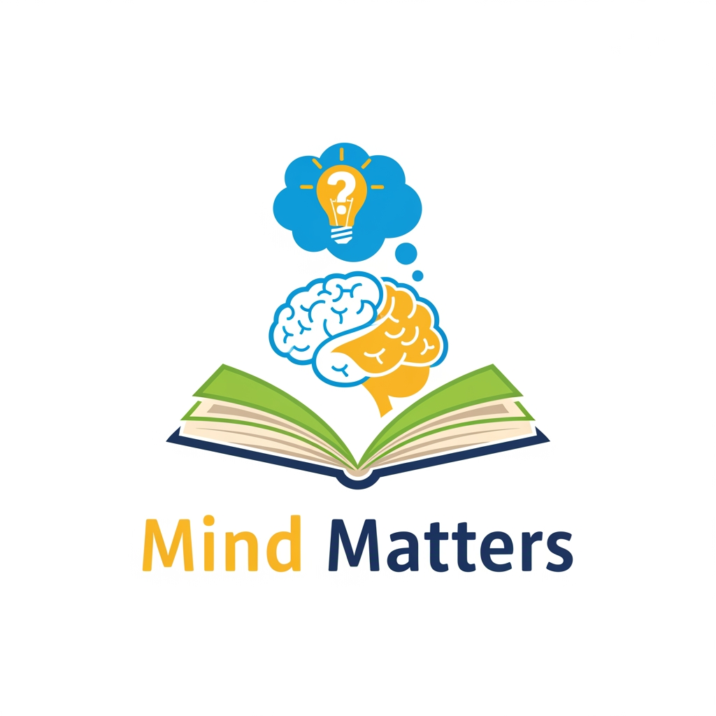 AI Design for i am writing booksof critical thinking  for class 5 to class 8 for schools and my book company name is mind matters so make a logo for it