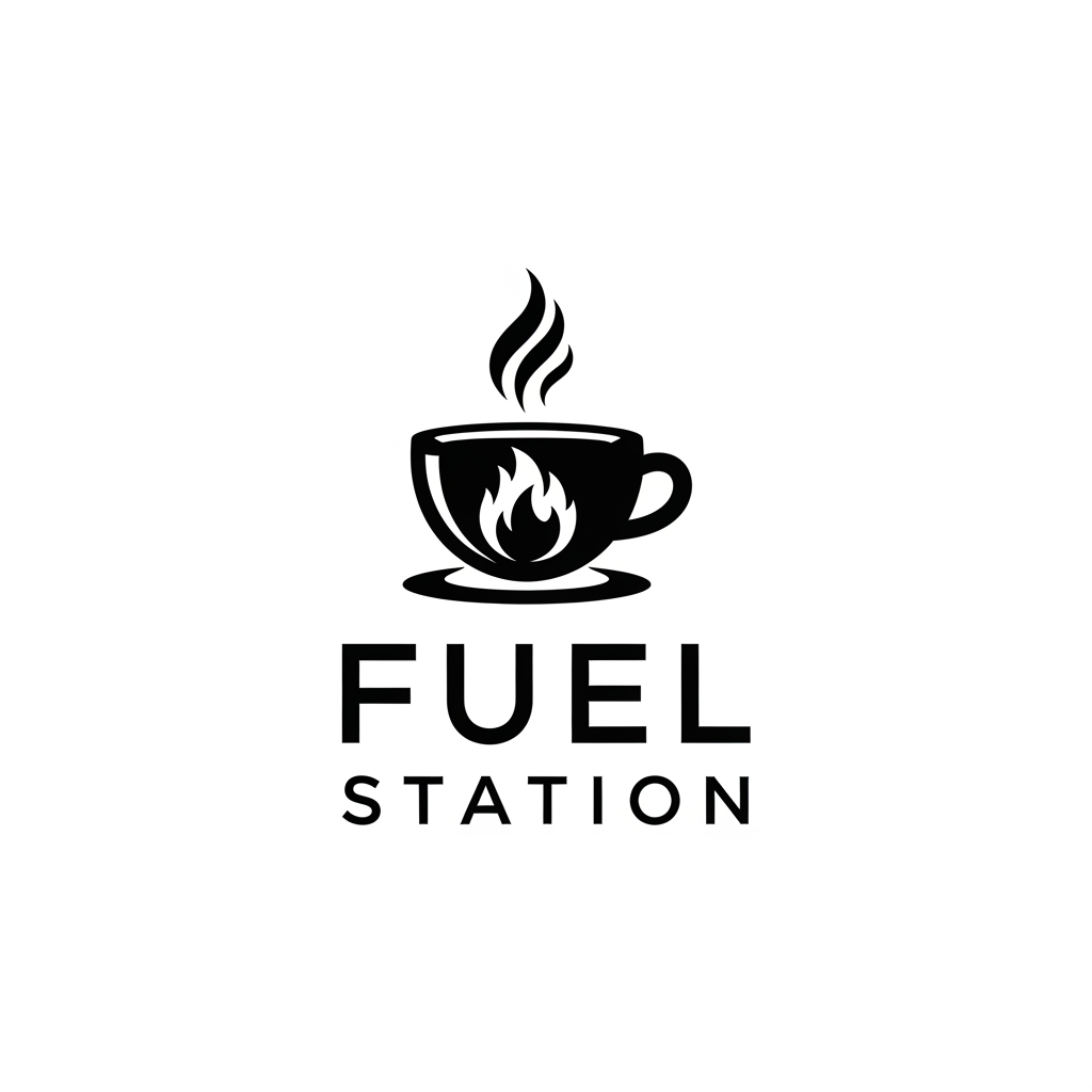 AI Design for create a minimalist asthetic clean brand logo for FUEL STATION
its a food cafe keep it balck white genz coded