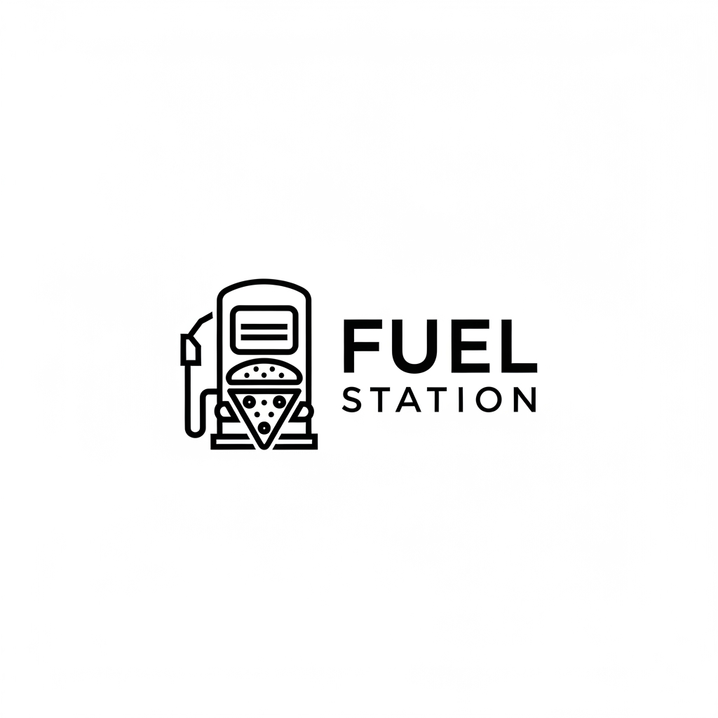 AI Design for create a minimal classic genz vibe clean logo for food cafe named FUEL STATION
keep the color balck white and keep it clean and premium