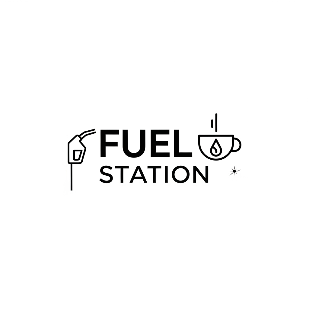 AI Design for create a minimal classic genz vibe clean logo for food cafe named FUEL STATION
keep the color balck white and keep it clean and premium