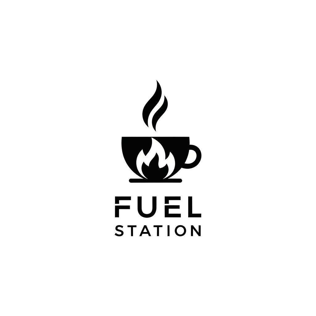 AI Design for create a minimalist asthetic clean brand logo for FUEL STATION
its a food cafe keep it balck white genz coded