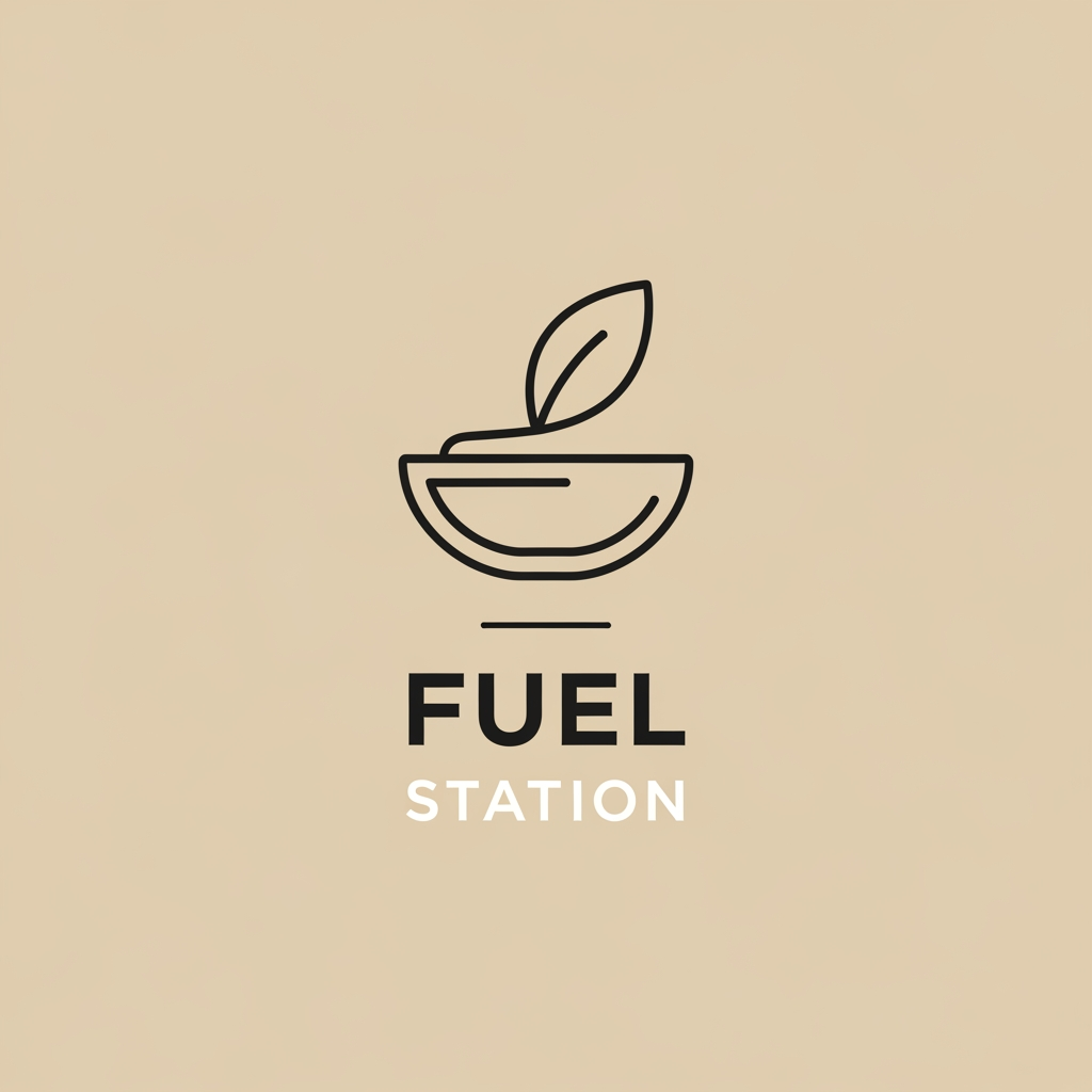 AI Design for create a minimalist clean genz logo for Canteen name FUEL STATION
i dont want loud or something clean asthetic beige black white
its a college canteen
include food elements more not a fuel station