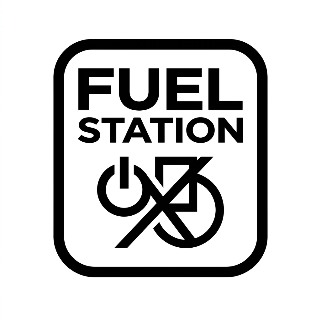 AI Design for A minimalist, Gen-Z inspired logo for a campus food cafe named FUEL STATION. The design features bold, clean typography mixed with subtle abstract geometric elements, using a sharp black and white high-contrast palette. The aesthetic captures a modern, energetic college vibe with a sleek, streetwear-influenced layout perfect for digital platforms.