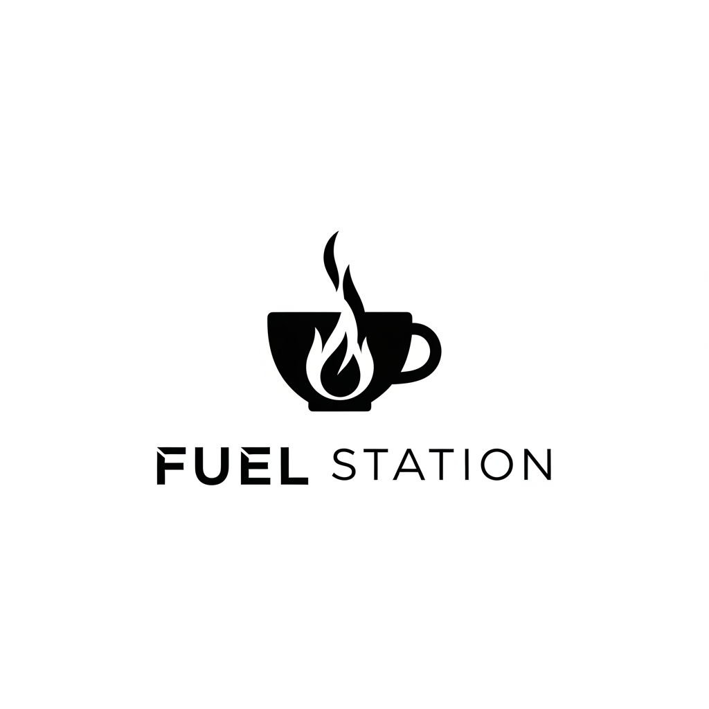 AI Design for create a minimalist asthetic clean brand logo for FUEL STATION
its a food cafe keep it balck white genz coded