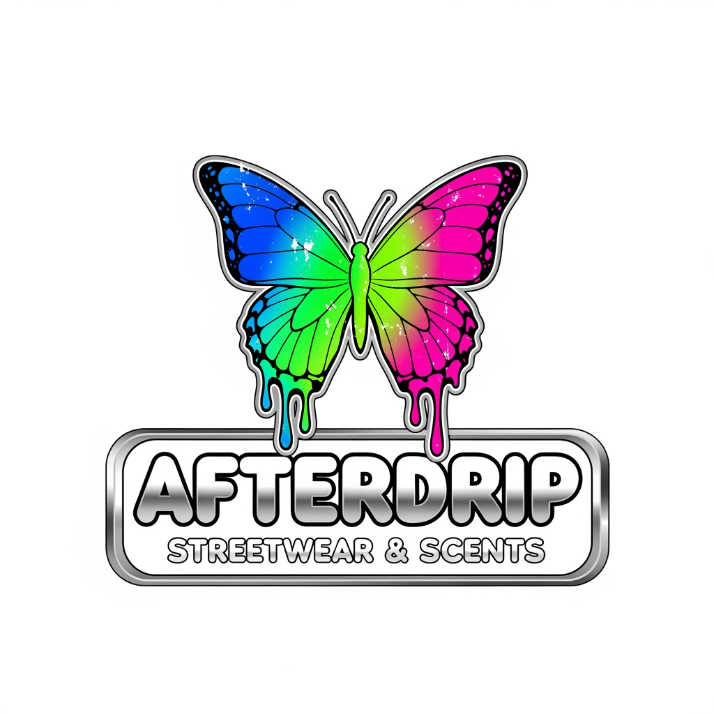 AI Design for my brand name is Afterdrip focused on men and women clothes y2k casual aesthetics streetwear and accessories and perfume noe generate a premimum looking logo and logo which speaks the brand  generate more logos  something which looks aesthetic enough