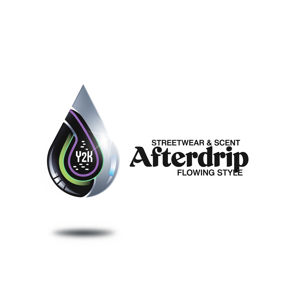 AI Design for my brand name is Afterdrip focused on men and women clothes y2k casual aesthetics streetwear and accessories and perfume noe generate a premimum looking logo and logo which speaks the brand  generate more logos