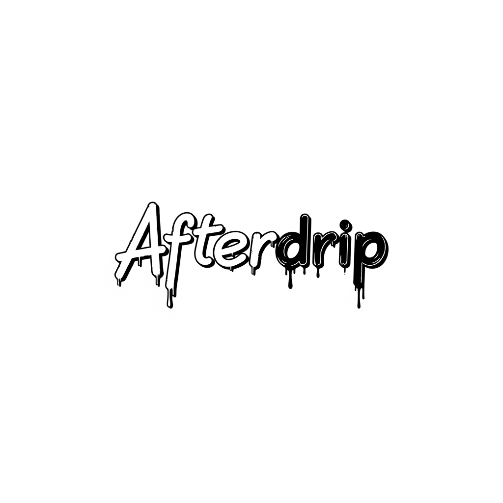 AI Design for my brand name is Afterdrip focused on men and women clothes y2k casual aesthetics streetwear and accessories and perfume noe generate a premimum looking logo and logo which speaks the brand