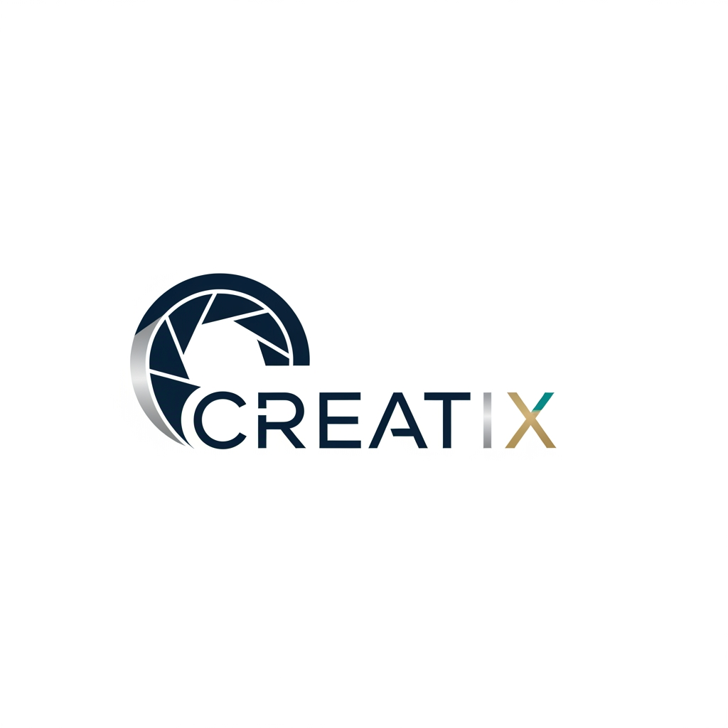 AI Design for create a logo for a business company something professional and elegant some more ides for a company named creatix a media company some more options with line art and other elements more ideas exclude line art this is too basic generate more use some media related elements