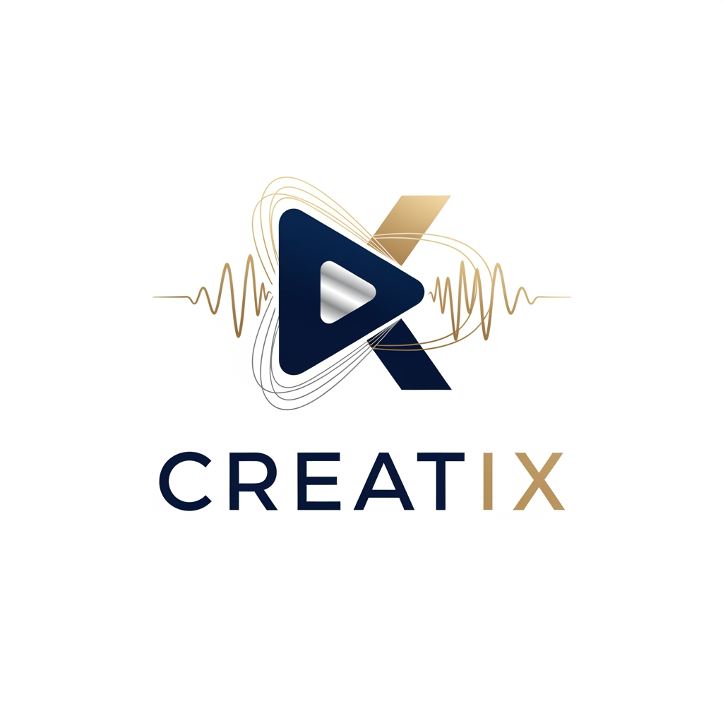 AI Design for create a logo for a business company something professional and elegant some more ides for a company named creatix a media company some more options with line art and other elements more ideas exclude line art this is too basic generate more use some media related elements