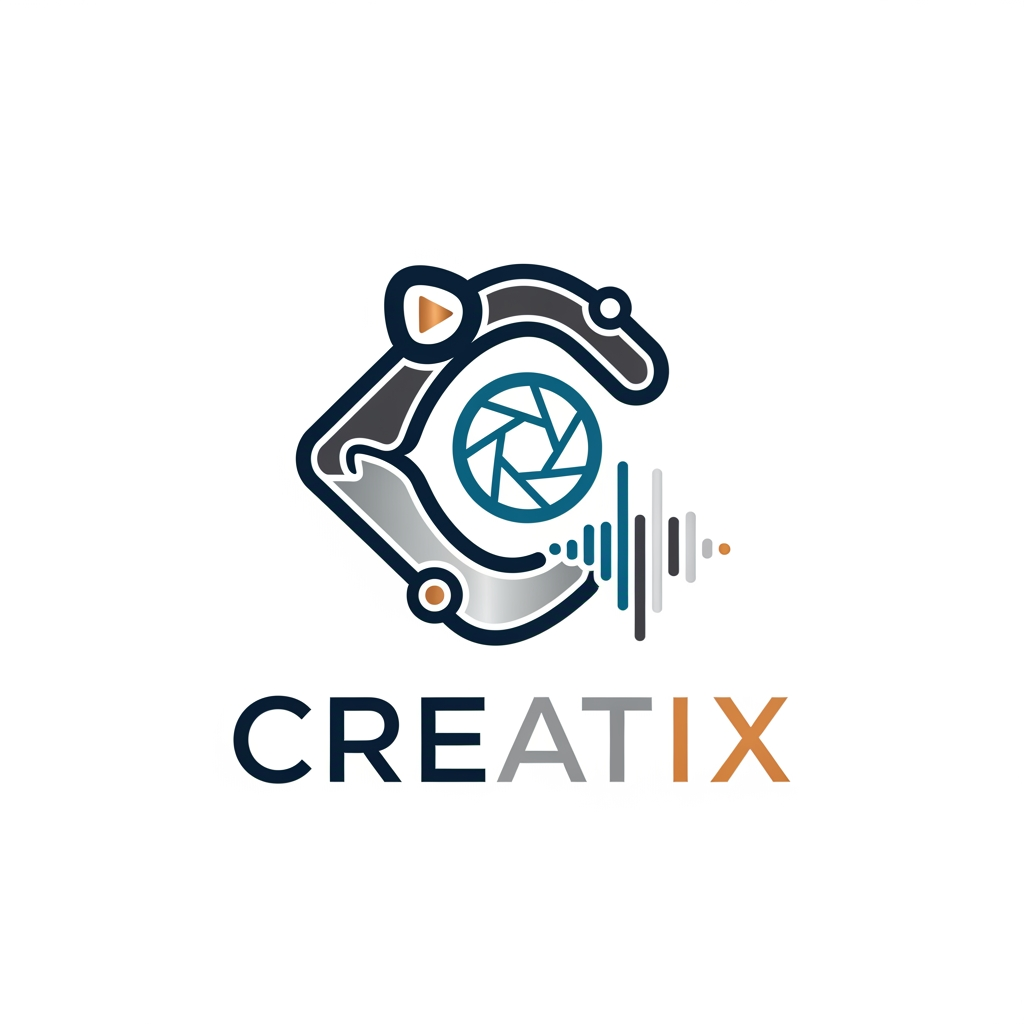 AI Design for create a logo for a business company something professional and elegant some more ides for a company named creatix a media company some more options with line art and other elements
