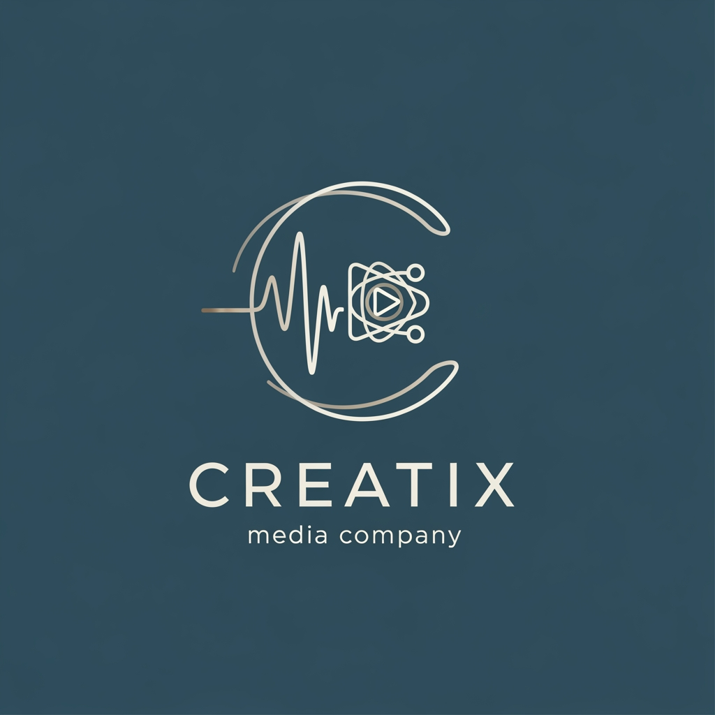 AI Design for create a logo for a business company something professional and elegant some more ides for a company named creatix a media company some more options with line art and other elements