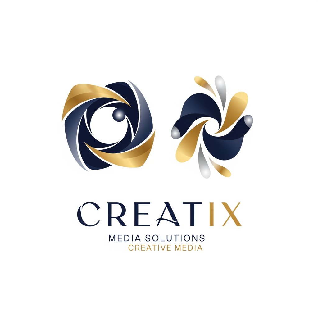 AI Design for create a logo for a business company something professional and elegant some more ides for a company named creatix a media company some more options with line art and other elements more ideas exclude line art this is too basic generate more
