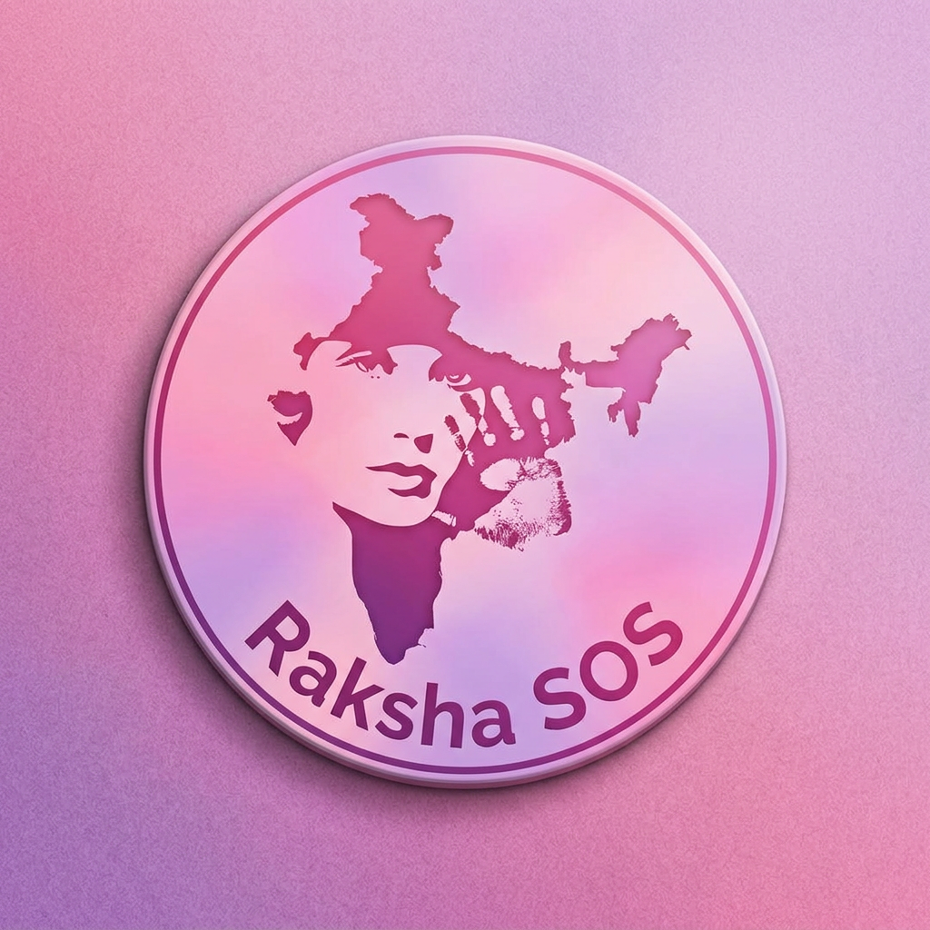 AI Design for raksha sos logo for this logo is small and give me a real image not AI give me a only logo not phone not al image give ma a woman face  remove orange color my theam is pinkies and pulple type so you can give me a logo of this logo should give me a circle make it full india map but  in circle form