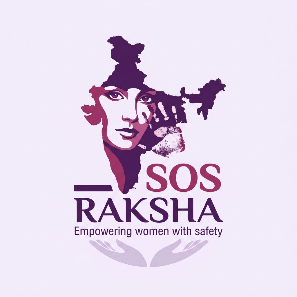 AI Design for raksha sos logo for this logo is small and give me a real image not AI give me a only logo not phone not al image give ma a woman face  remove orange color my theam is pinkies and pulple type so you can give me a logo of this this