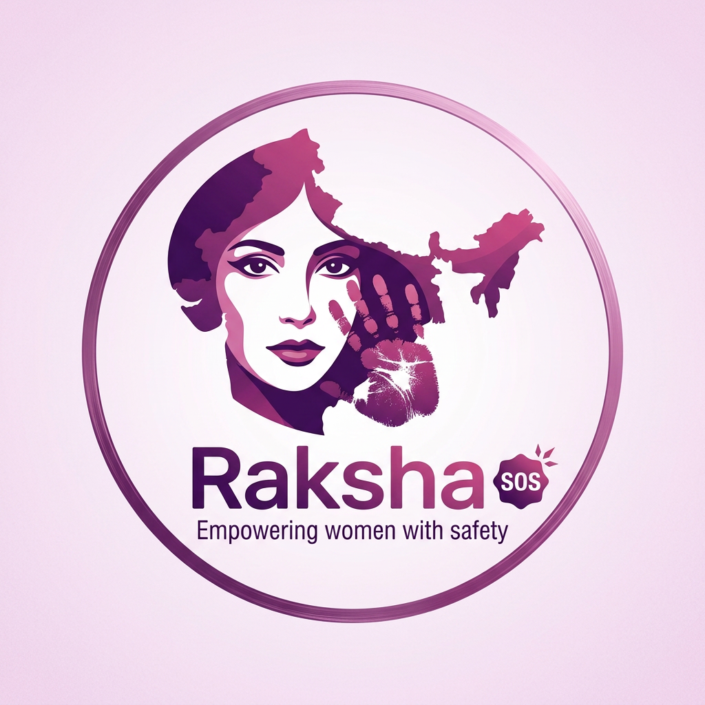 AI Design for raksha sos logo for this logo is small and give me a real image not AI give me a only logo not phone not al image give ma a woman face  remove orange color my theam is pinkies and pulple type so you can give me a logo of this logo should give me a circle