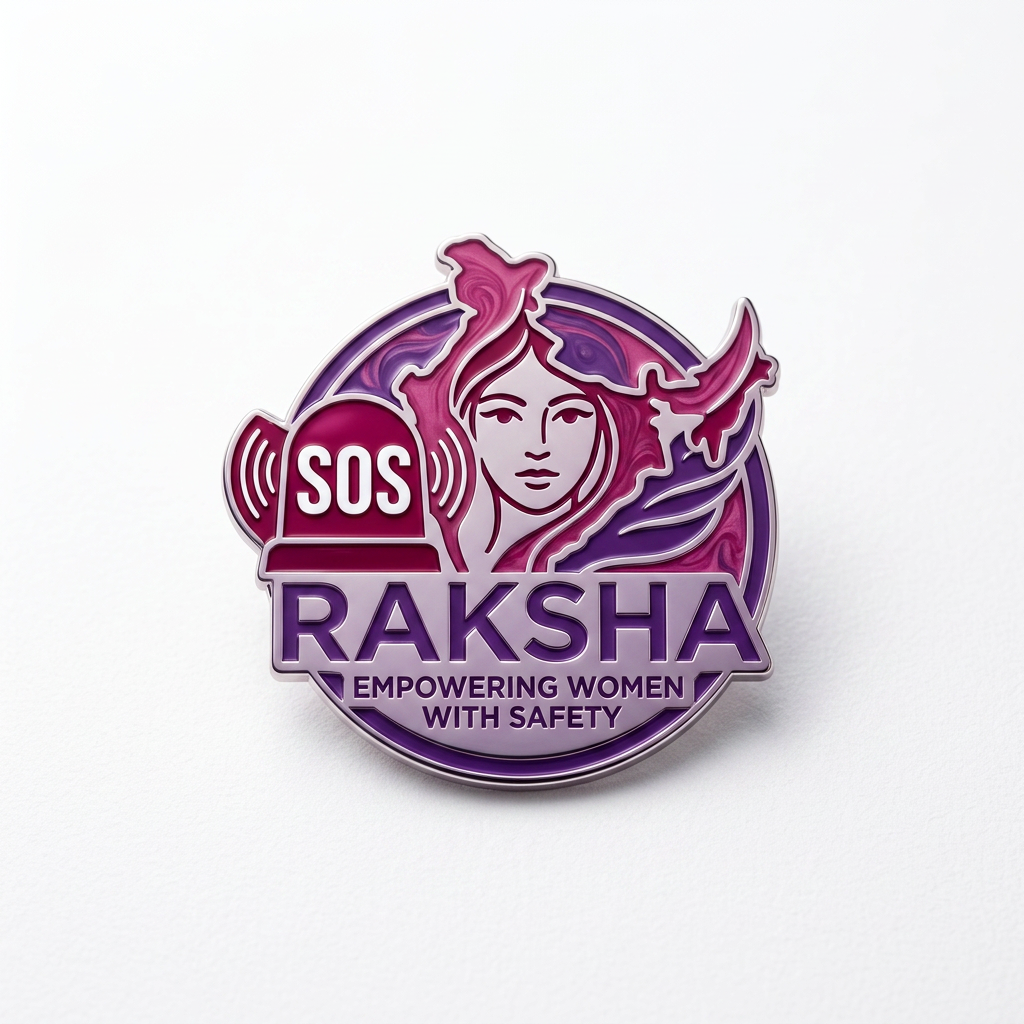 AI Design for raksha sos logo for this logo is small and give me a real image not AI give me a only logo not phone not al image give ma a woman face background is white remove orange color my theam is pinkies and pulple type so you can give me a logo of this this