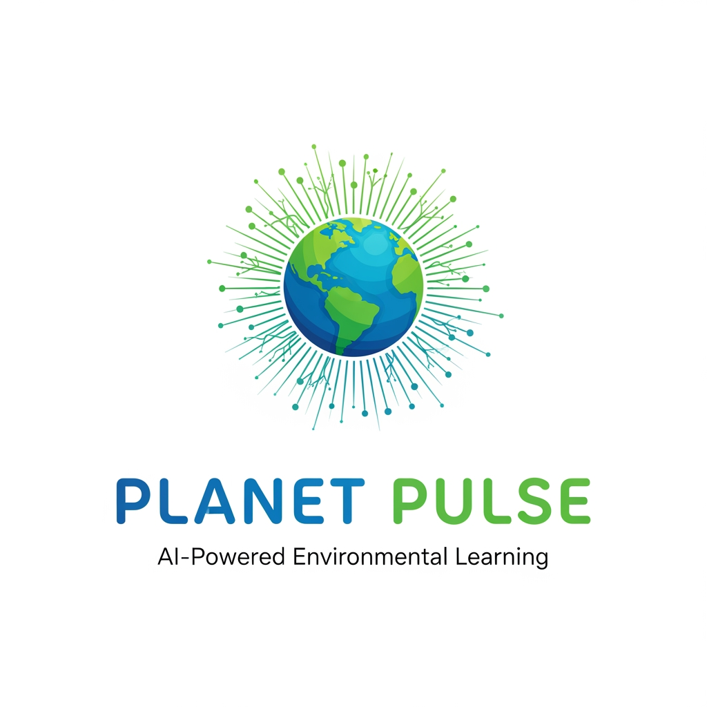 AI Design for create a logo for my website Planet Pulse which is an AI-powered environmental learning platform that transforms sustainability education from passive reading into interactive learning through quizzes, gamification, and personalized AI guidance.