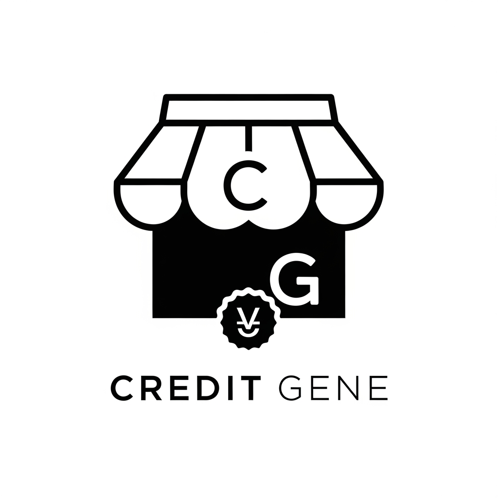 AI Design for Design a premium minimalist logo for a fintech startup called Credit Gene.

The primary symbol should be a modern storefront awning only, without walls or a complete shop. The awning should represent small businesses and local merchants.

Create the awning using smooth geometric curves, perfect symmetry, and elegant rounded corners.

Hide the letter "C" within the awning's outer curve and subtly create the letter "G" using negative space below the awning.

Below the awning, place a small circular verification seal containing a minimalist ₹ symbol and a tiny integrated checkmark. The seal should slightly overlap the awning, creating the feeling of an official "Credit Verified Merchant" badge.

The logo should communicate:
Merchant • Trust • Digital Credit • Simplicity

Do not include:
Full shop buildings, shopping bags, people, phones, fingerprints, arrows, graphs, QR codes, wallets, coins, bank icons, money bags, DNA, puzzle pieces, or decorative effects.

Style:
Luxury fintech branding, Apple-level minimalism, Stripe-inspired simplicity, Pentagram-quality geometry, flat vector, balanced negative space, consistent stroke width, timeless design.

The final logo should be recognizable at favicon size and suitable for mobile apps, websites, business cards, and investor presentations.