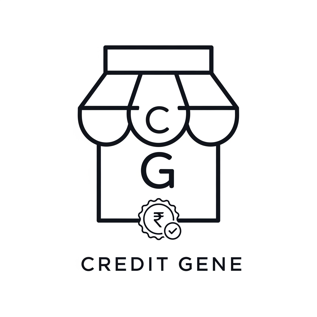 AI Design for Design a premium minimalist logo for a fintech startup called Credit Gene.

The primary symbol should be a modern storefront awning only, without walls or a complete shop. The awning should represent small businesses and local merchants.

Create the awning using smooth geometric curves, perfect symmetry, and elegant rounded corners.

Hide the letter "C" within the awning's outer curve and subtly create the letter "G" using negative space below the awning.

Below the awning, place a small circular verification seal containing a minimalist ₹ symbol and a tiny integrated checkmark. The seal should slightly overlap the awning, creating the feeling of an official "Credit Verified Merchant" badge.

The logo should communicate:
Merchant • Trust • Digital Credit • Simplicity

Do not include:
Full shop buildings, shopping bags, people, phones, fingerprints, arrows, graphs, QR codes, wallets, coins, bank icons, money bags, DNA, puzzle pieces, or decorative effects.

Style:
Luxury fintech branding, Apple-level minimalism, Stripe-inspired simplicity, Pentagram-quality geometry, flat vector, balanced negative space, consistent stroke width, timeless design.

The final logo should be recognizable at favicon size and suitable for mobile apps, websites, business cards, and investor presentations.