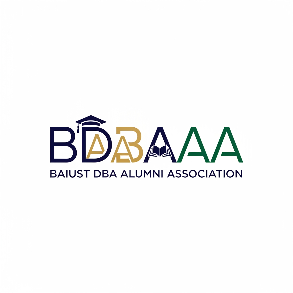 AI Design for I want to create a logo for my alumni association called BAIUST DBA ALUMNI ASSOCIATION (BDBAAA). I want it as a typography logo