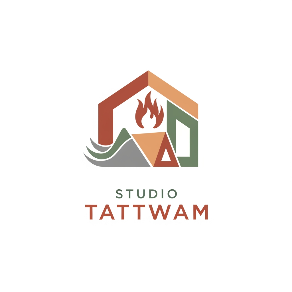 AI Design for i want to design a logo for my architectural fiirm named studio tattwam . some of principles of tag for the firm are as mentioned below
1) essence of space
2) rooted in elements, designed for future
3) designing the elements of living
4) where space meets soul
5) tattwam also means 5 elements of nature
6) earthern tone theme
design a suitable logo for the same
