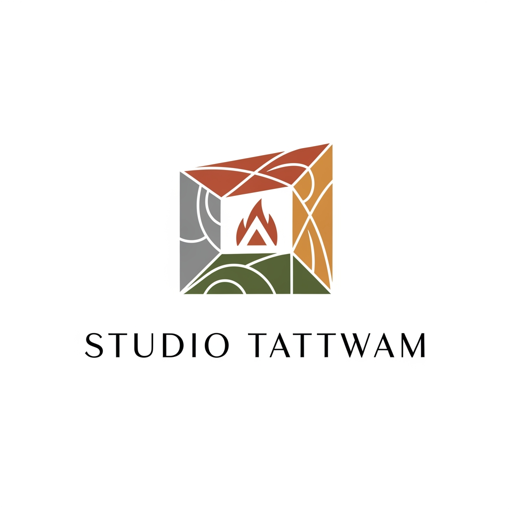 AI Design for i want to design a logo for my architectural fiirm named studio tattwam . some of principles of tag for the firm are as mentioned below
1) essence of space
2) rooted in elements, designed for future
3) designing the elements of living
4) where space meets soul
5) tattwam also means 5 elements of nature
6) earthern tone theme
design a suitable logo for the same