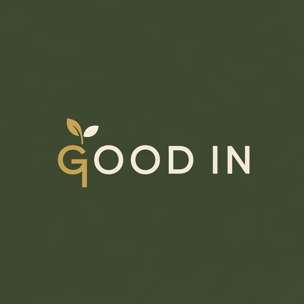 AI Design for so i wanna start a food brand no added preservatives and additives only through organic and health focuesd i need to design a logo for my food brand "GOOD IN" is my food brand name and the logo should be in proffessional premium manner and minimalastic