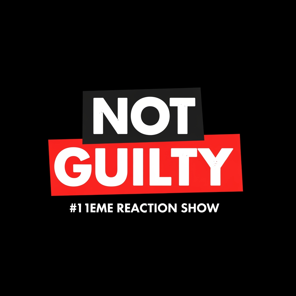 AI Design for Design a bold YouTube channel logo for "NOT GUILTY" 
— a Telugu meme reaction show.

LAYOUT:
- Top left: small text "PRESENTS" inside a thin 
  orange rectangle outline
- Top right: "NOT" in a solid orange filled box, 
  bold heavy font
- Bottom: "GUILTY" in an even bigger solid orange 
  block, full width, dominates the design


TYPOGRAPHY:
- Font style: Ultra black condensed slab serif 
  (like Impact, Bebas Neue, or Anton)
- "NOT" — white text on orange block
- "GUILTY" — black text on orange block
- All caps, zero letter spacing on main words
- Tagline: wide letter spacing, thin weight

COLORS:
- Background: pure black #111111
- Primary: bold orange #E85D00
- Text on orange: black #111111
- Accent outlines: orange #E85D00

STYLE:
- Flat design — zero gradients, zero glow, 
  zero shadows
- Raw and aggressive like a newspaper headline
- Courtroom drama meets Telugu mass movie energy
- High contrast, print-ready boldness
- Similar vibe to MensXP Men's Locker Room logo
- No illustrations, pure typography and blocks

MOOD:
Loud. Confident. Chaotic but structured.
Like a verdict being announced in a crowded court.