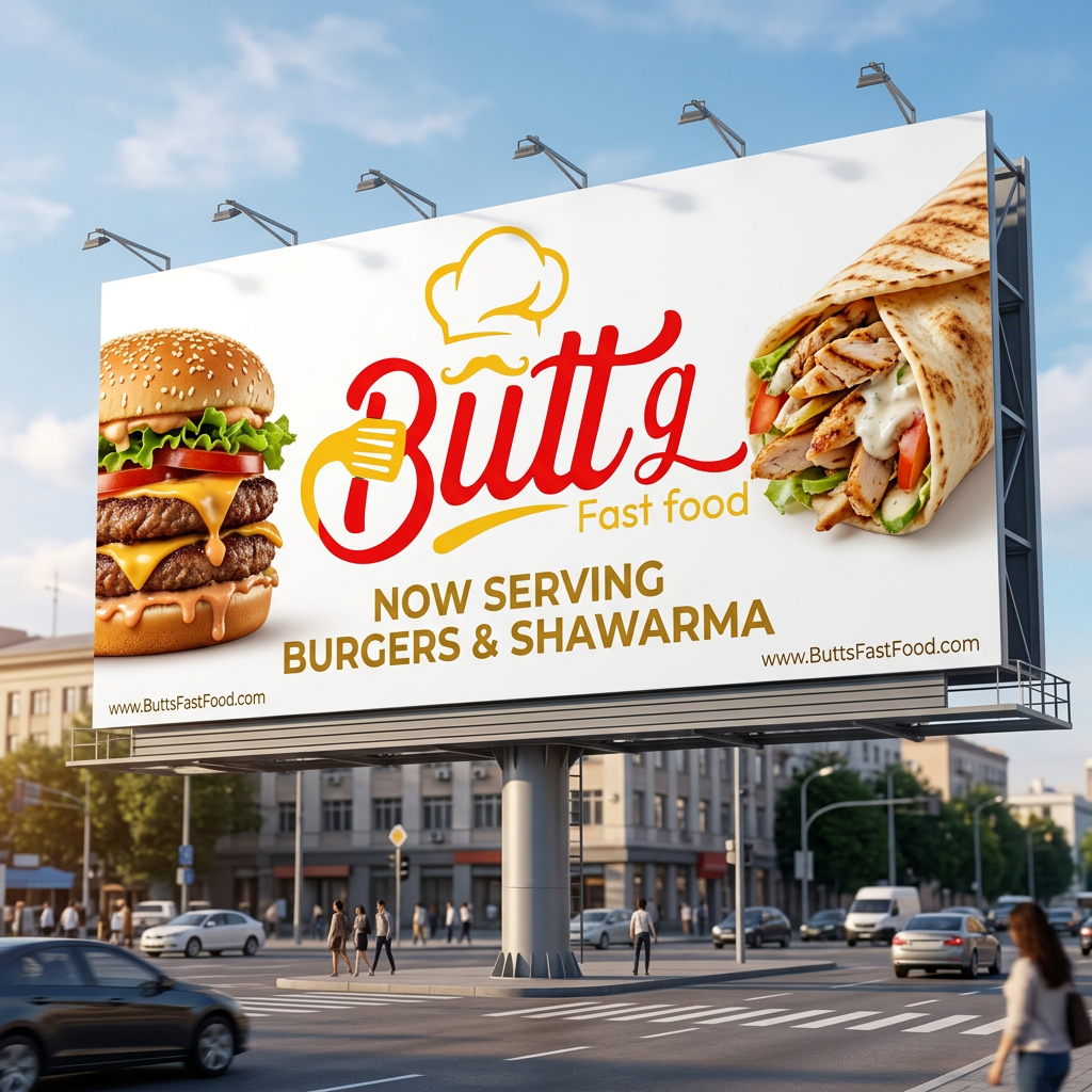 AI Design for bill board used burger and shawarma
