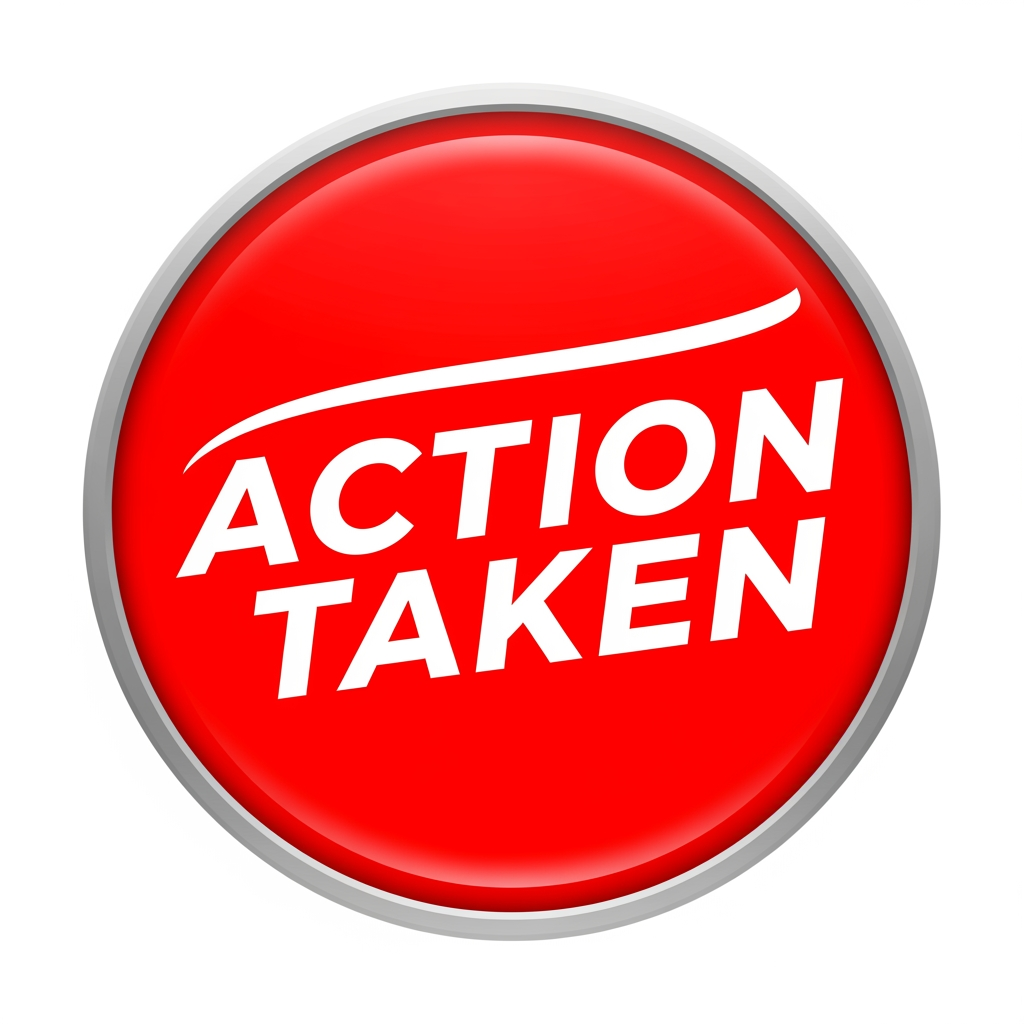 AI Design for I WANT TO CREATE A LOGO FOR ACTION TAKEN more in round in red